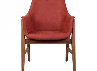 Modern Armchair Upholstered Chair Brown-Red Designer Textile Single Seater